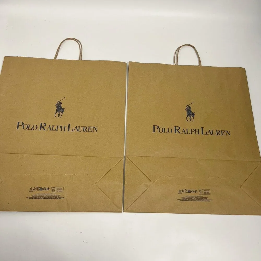 Polo Ralph Lauren Set Of 2 Paper Shopping Large Bags New